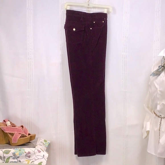 🍇 VTG L.A.BLUES 90s Burgundy Corduroy High Rise 5 Pocket Wide Leg - Picture 12 of 12